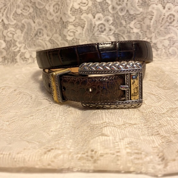 Vintage Brighton Leather Belt with Gold and Silver Accent Designs - Picture 2 of 9